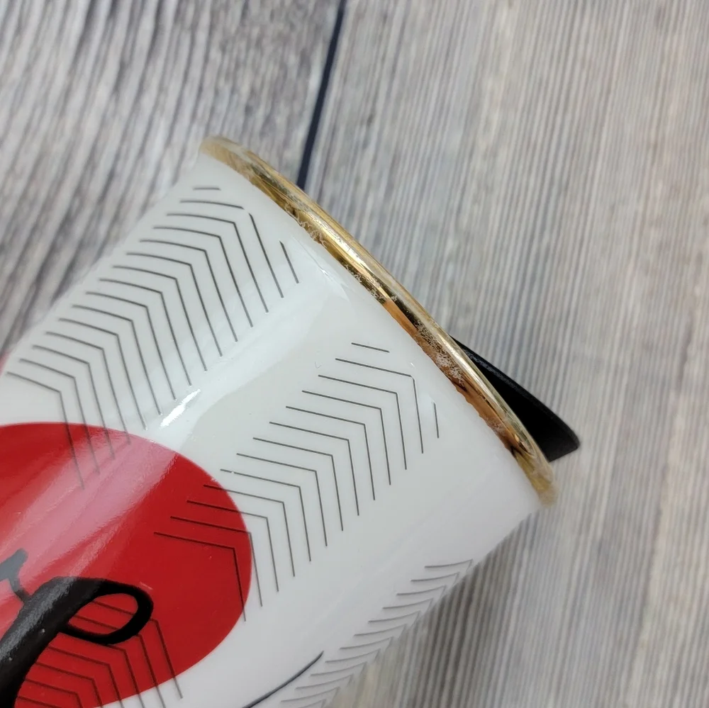 Starbucks Travel Ceramic Cup Tumbler Coffee Tea Love Heart Gold Chevron